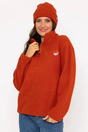 1/2 Zip Teddy Fleece in Rust Orange