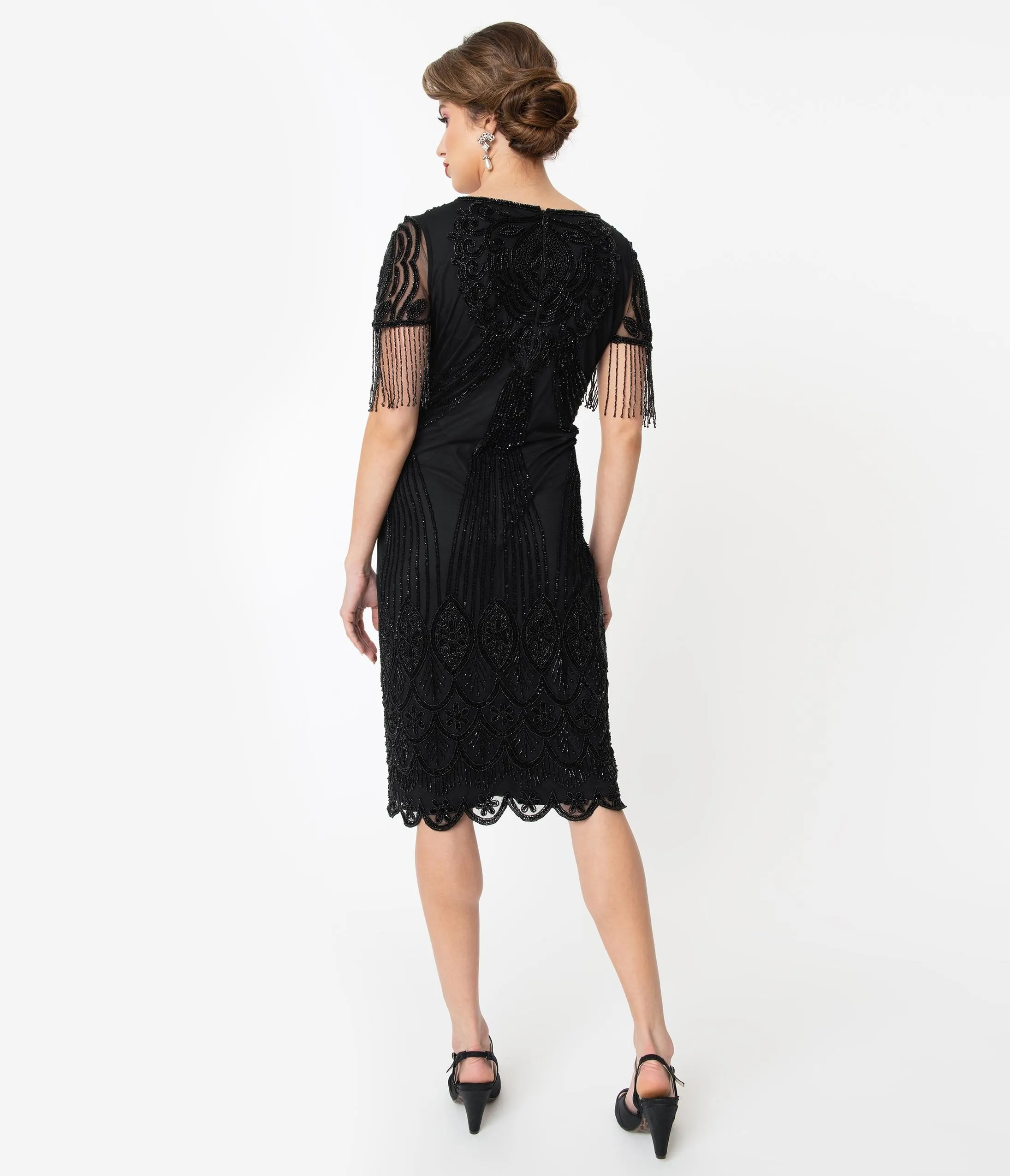 1920s Black Marta Beaded Flapper Dress