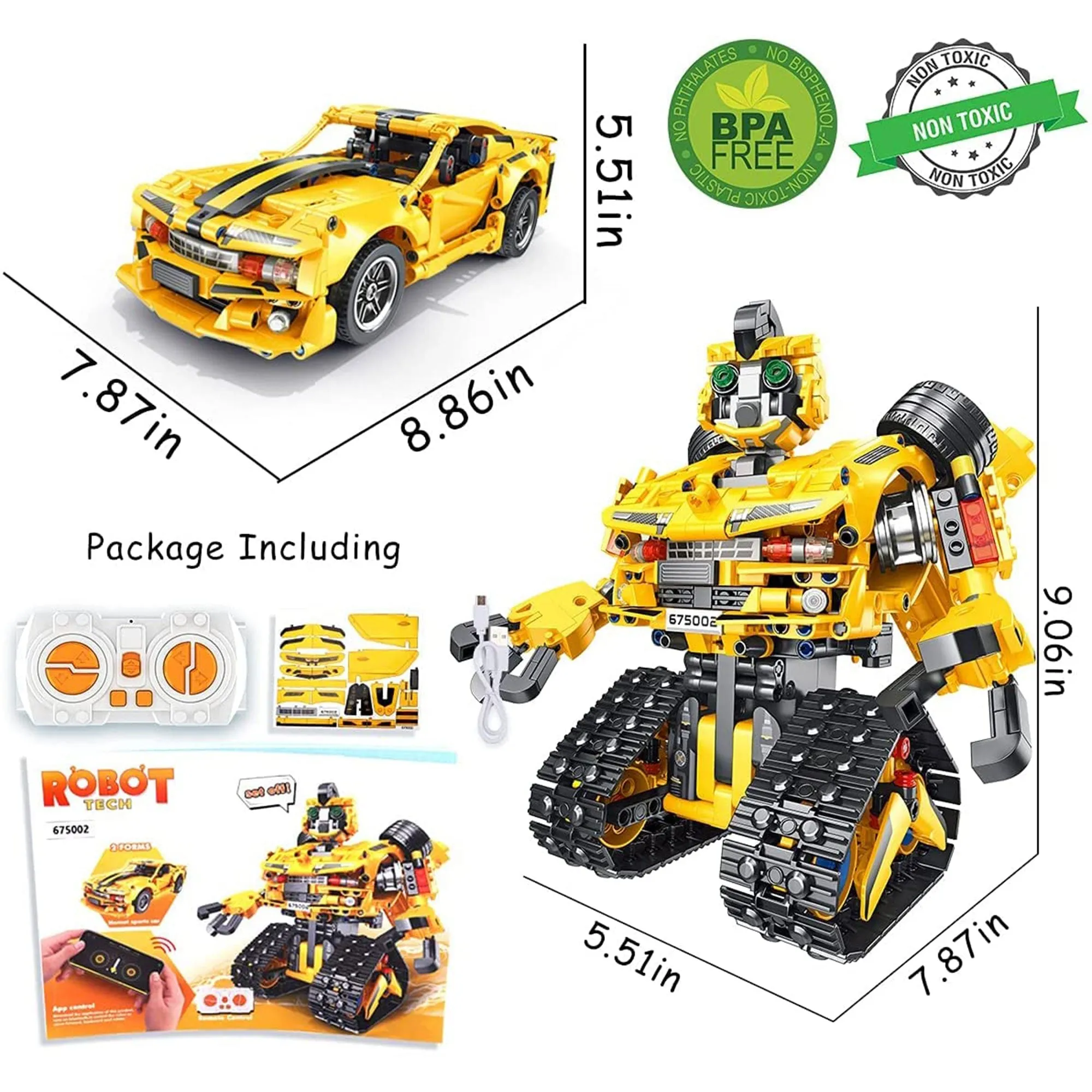 2 in 1 Programmable Remote Control Car Robot Buildable Playset (Open Box)