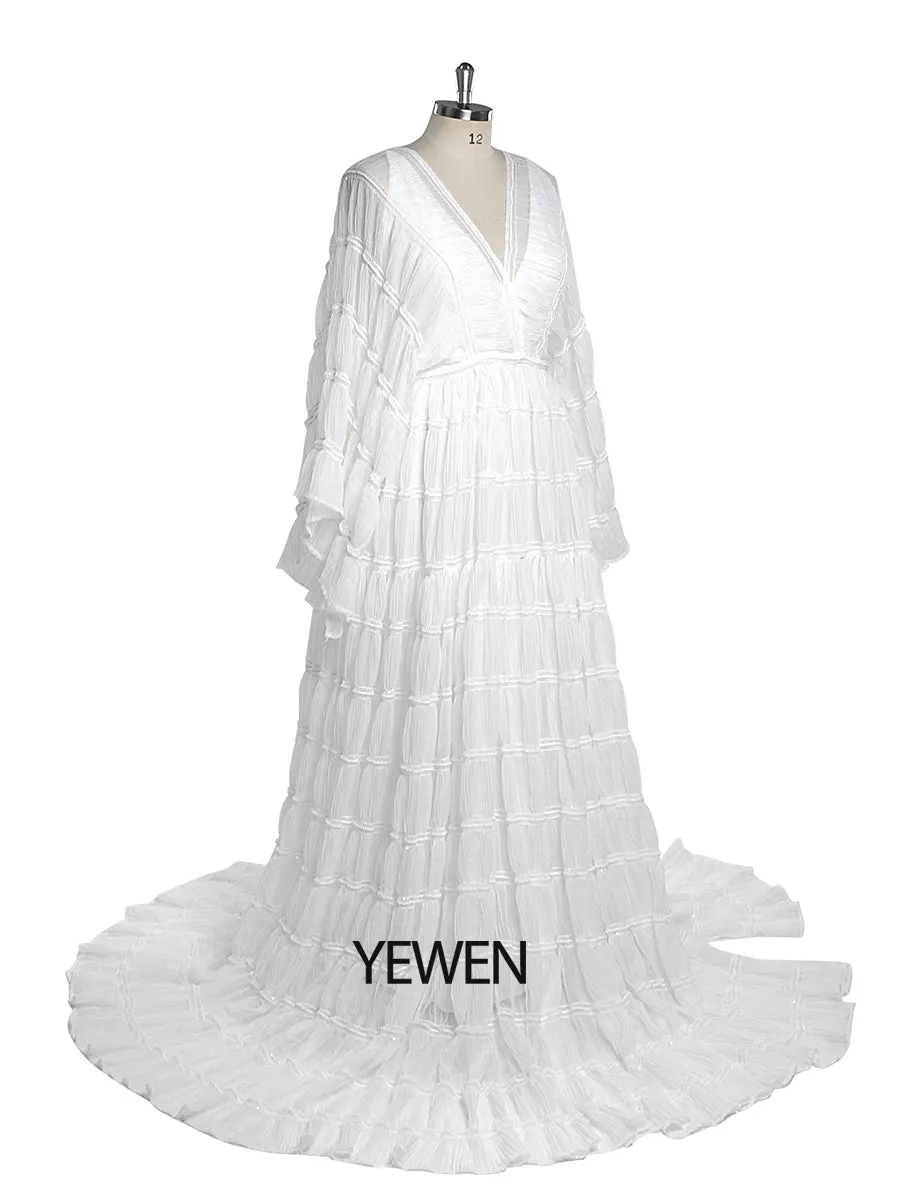 2 Pieces Chiffon Dress Maternity Photoshoot Bohemian Dress with Slip YEWEN YW220406-2