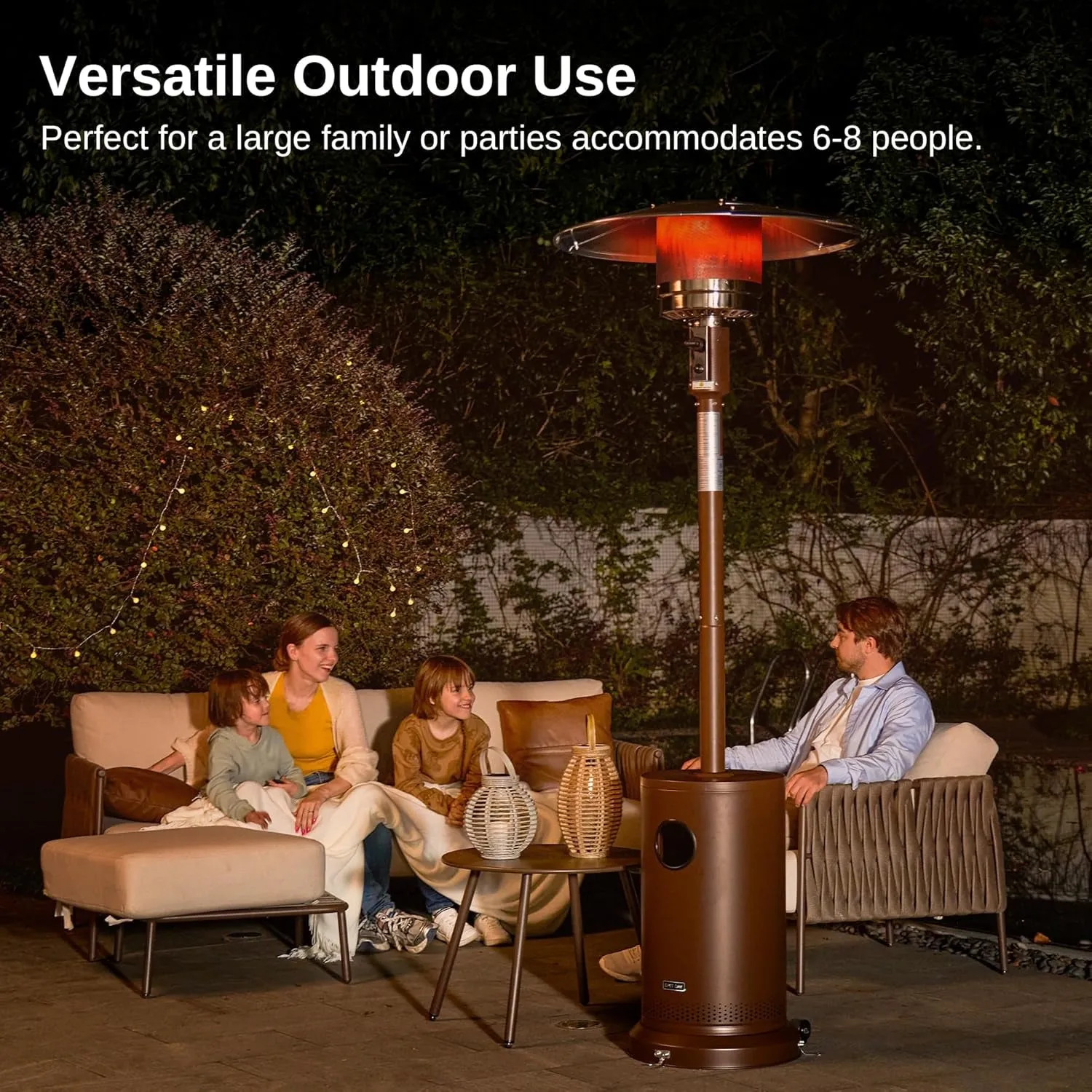 48,000 BTU Patio Heater for Outdoor Use with round Table Design, Double-Layer Stainless Steel Burner and Wheels, Outdoor Patio Heater for Home and Commercial, Bronze, 31.9" X 31.9" X 86.6"