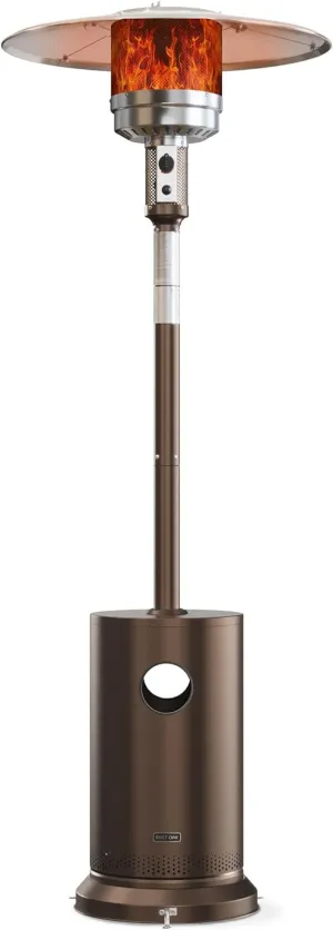 48,000 BTU Patio Heater for Outdoor Use with round Table Design, Double-Layer Stainless Steel Burner and Wheels, Outdoor Patio Heater for Home and Commercial, Bronze, 31.9" X 31.9" X 86.6"