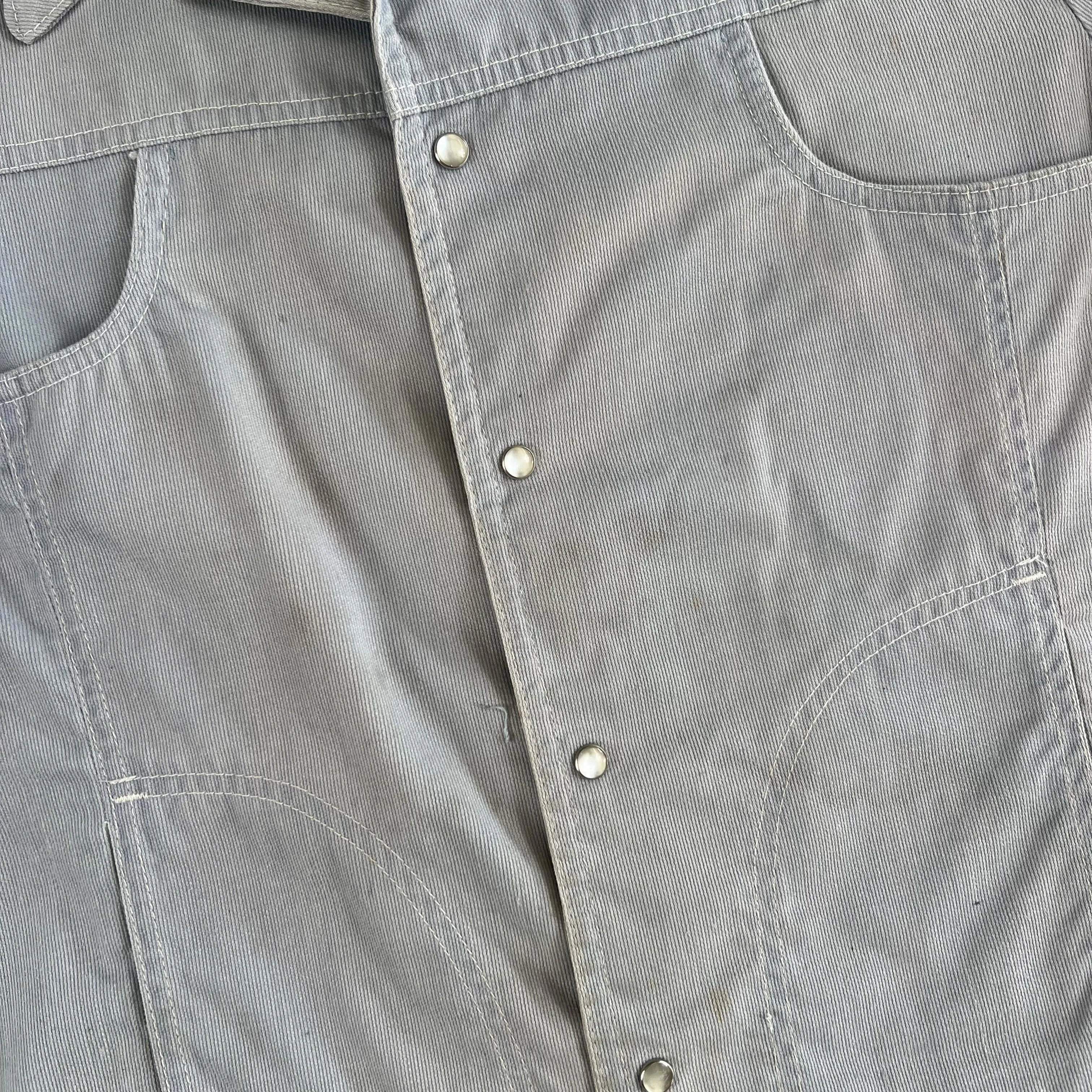 70s Lightweight Corduroy Boxy Pearl Snap Jacket- L