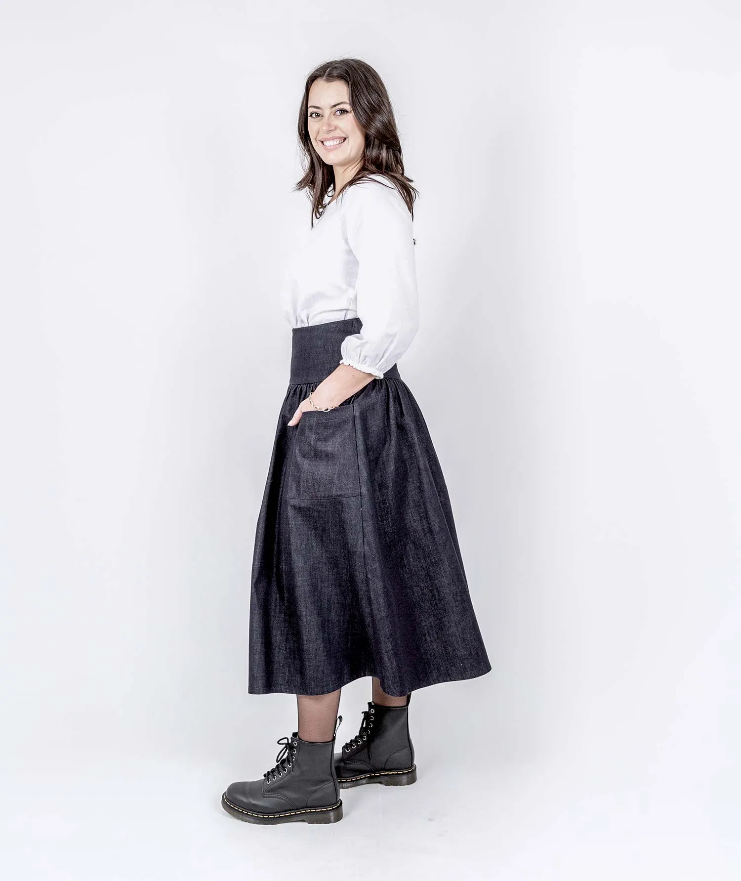 Abundance Denim Skirt - Blueblack Organic Denim