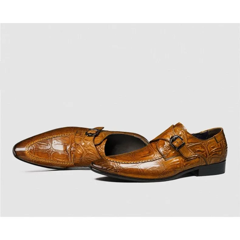 AlliLux Exotic Pointed Toe Slip-On Brogues