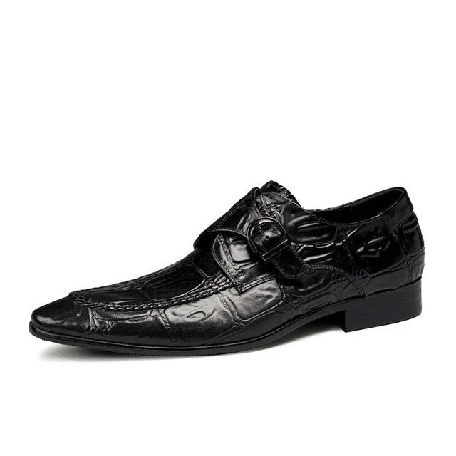 AlliLux Exotic Pointed Toe Slip-On Brogues