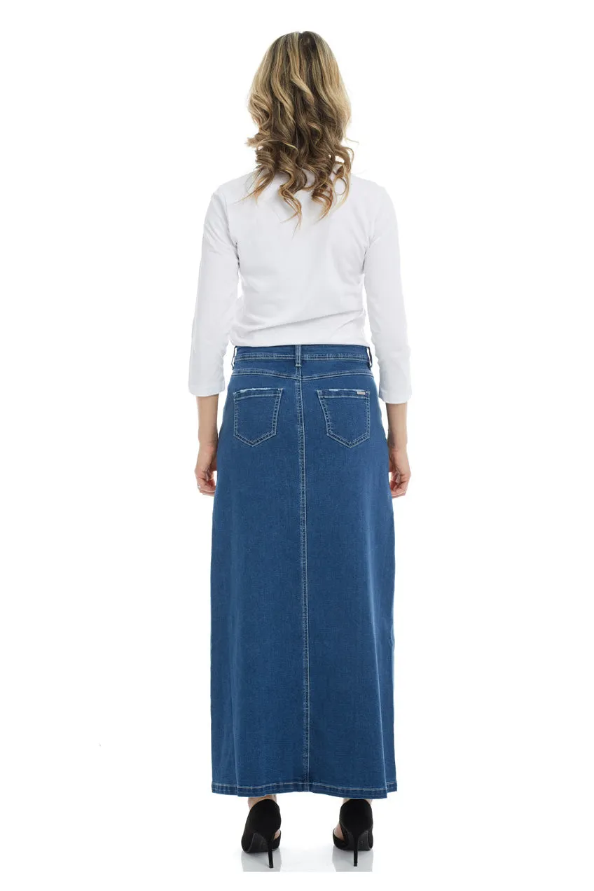 Ankle long denim maxi A-Line jean skirt 'Georgia'