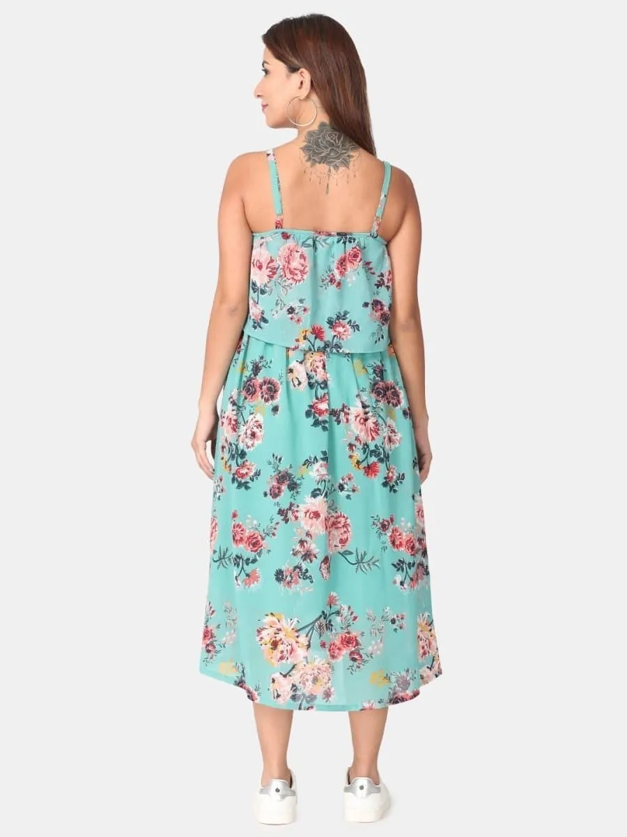 Aqua Sky Floral Maternity and Nursing Dress