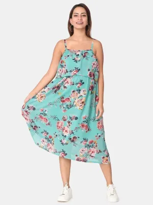 Aqua Sky Floral Maternity and Nursing Dress