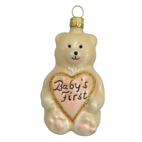 Baby's First Teddy with Pink Heart by Old German Christmas