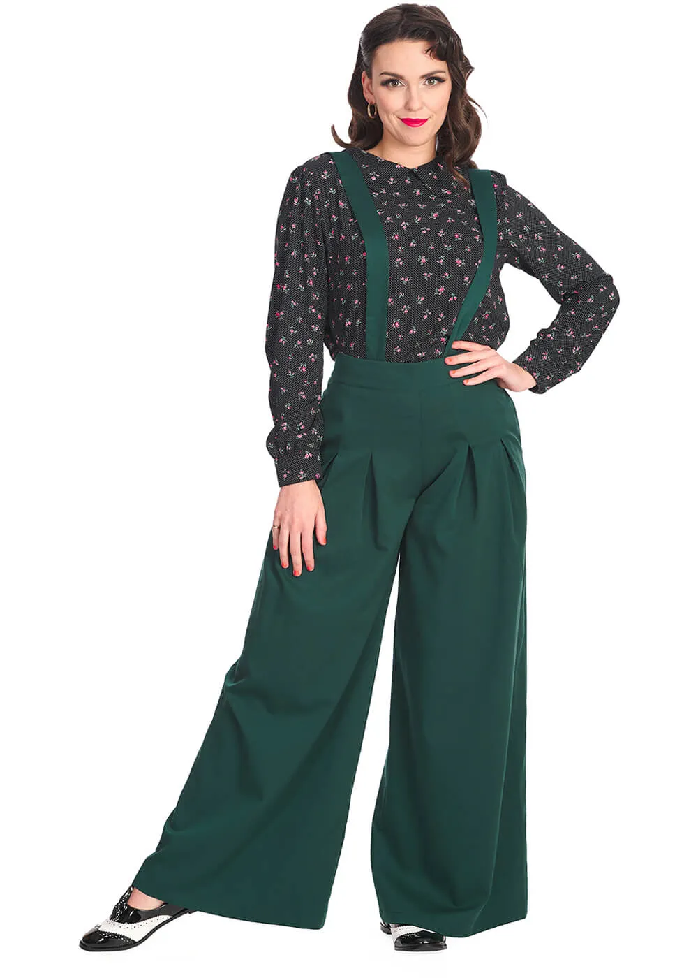 Banned Diamond 40's Palazzo Trousers Green