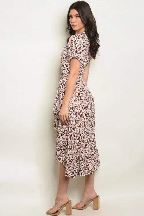 Berry Animal Print High Low Maxi Dress