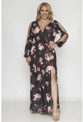 Black Floral Plus Size Maxi Dress