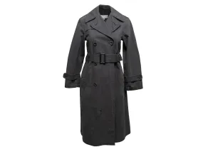 Black Maison Margiela Long Belted Trench Coat Size EU 36