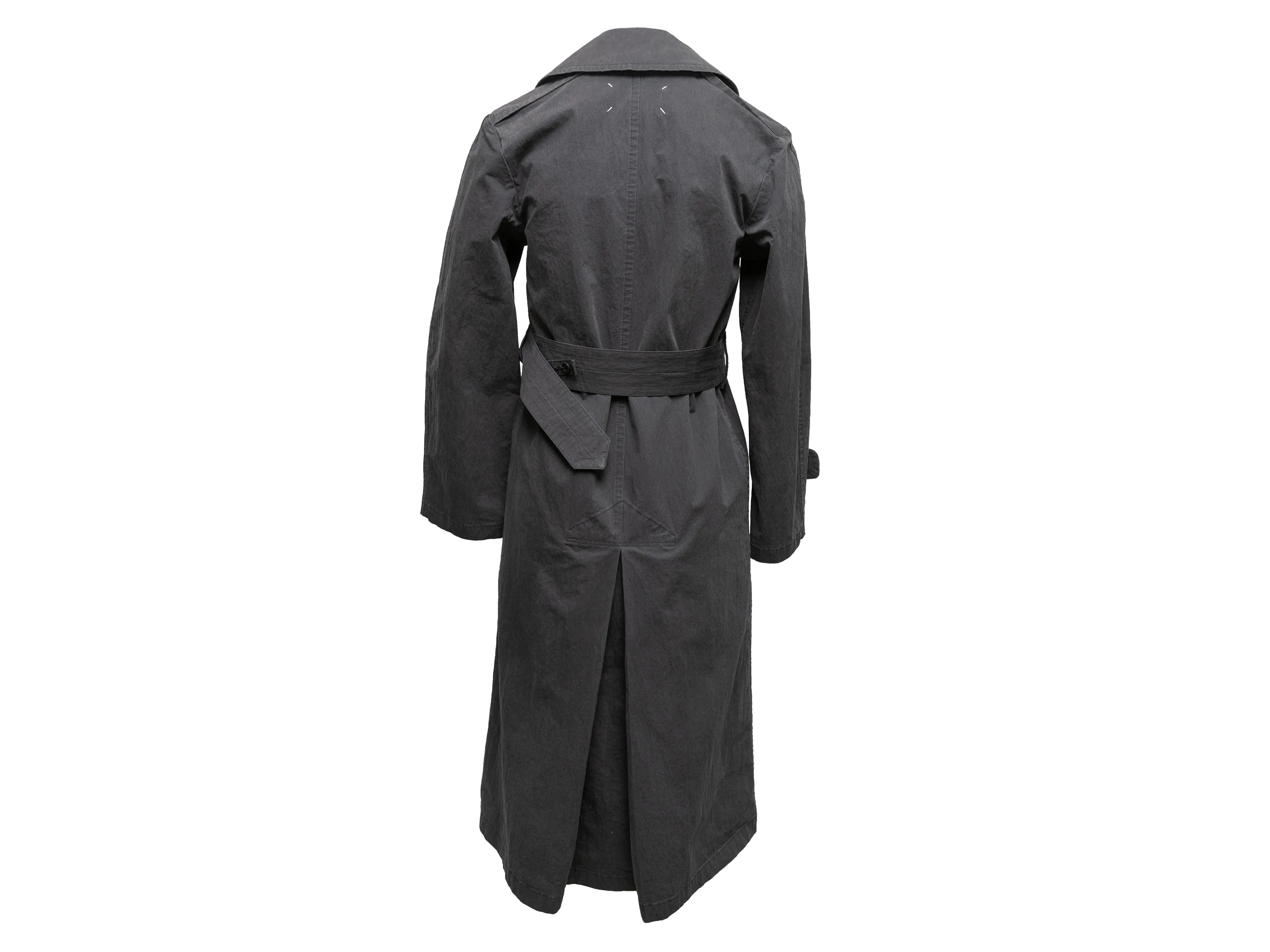 Black Maison Margiela Long Belted Trench Coat Size EU 36