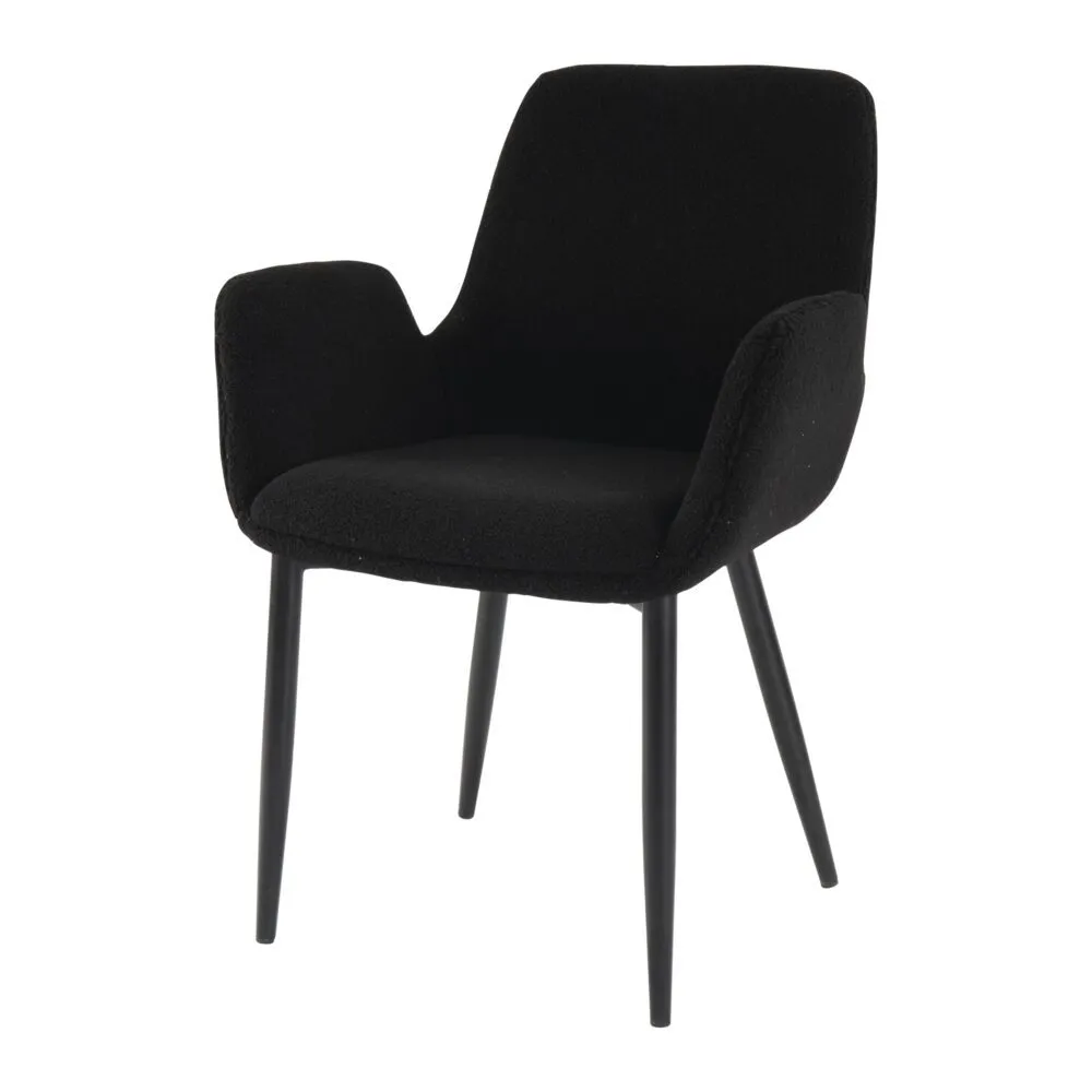 Black Teddy Upholstery Armchair Set with Metal Legs