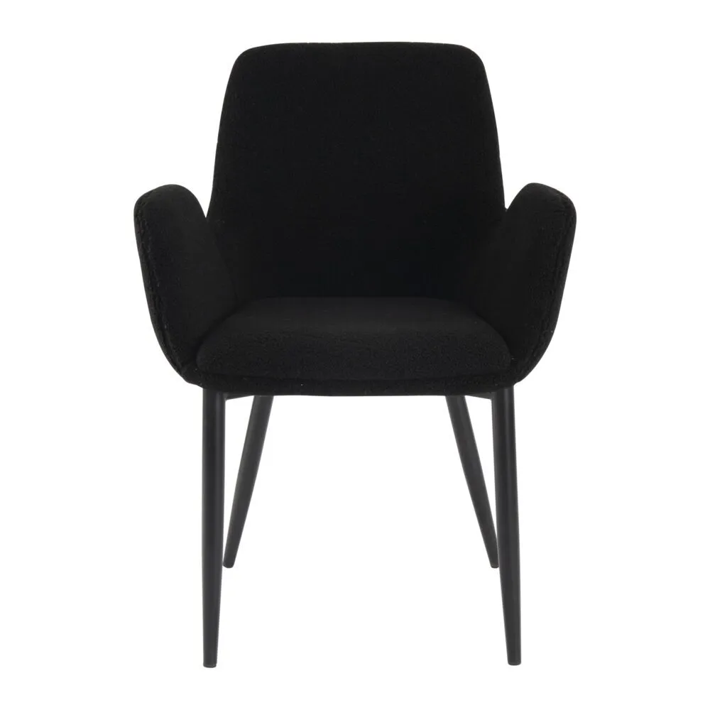 Black Teddy Upholstery Armchair Set with Metal Legs