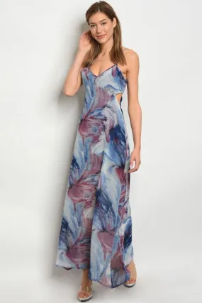 Blue and Purple Tie Dye Maxi Dress