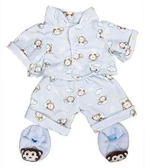 Blue Monkey Jammies W/ Slippers