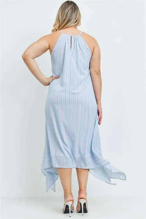 Blue Stripe Plus Size Maxi Dress