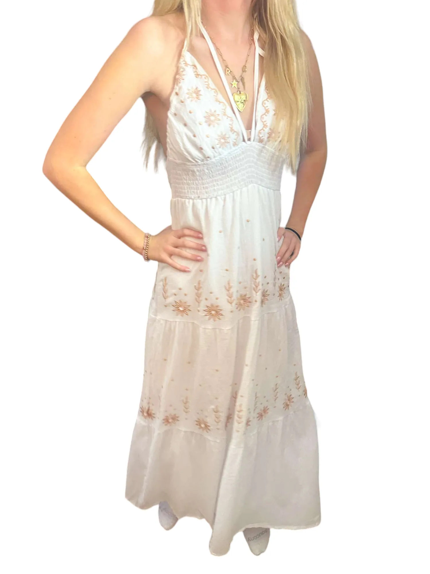 Bohemian Blossom Halter Dress