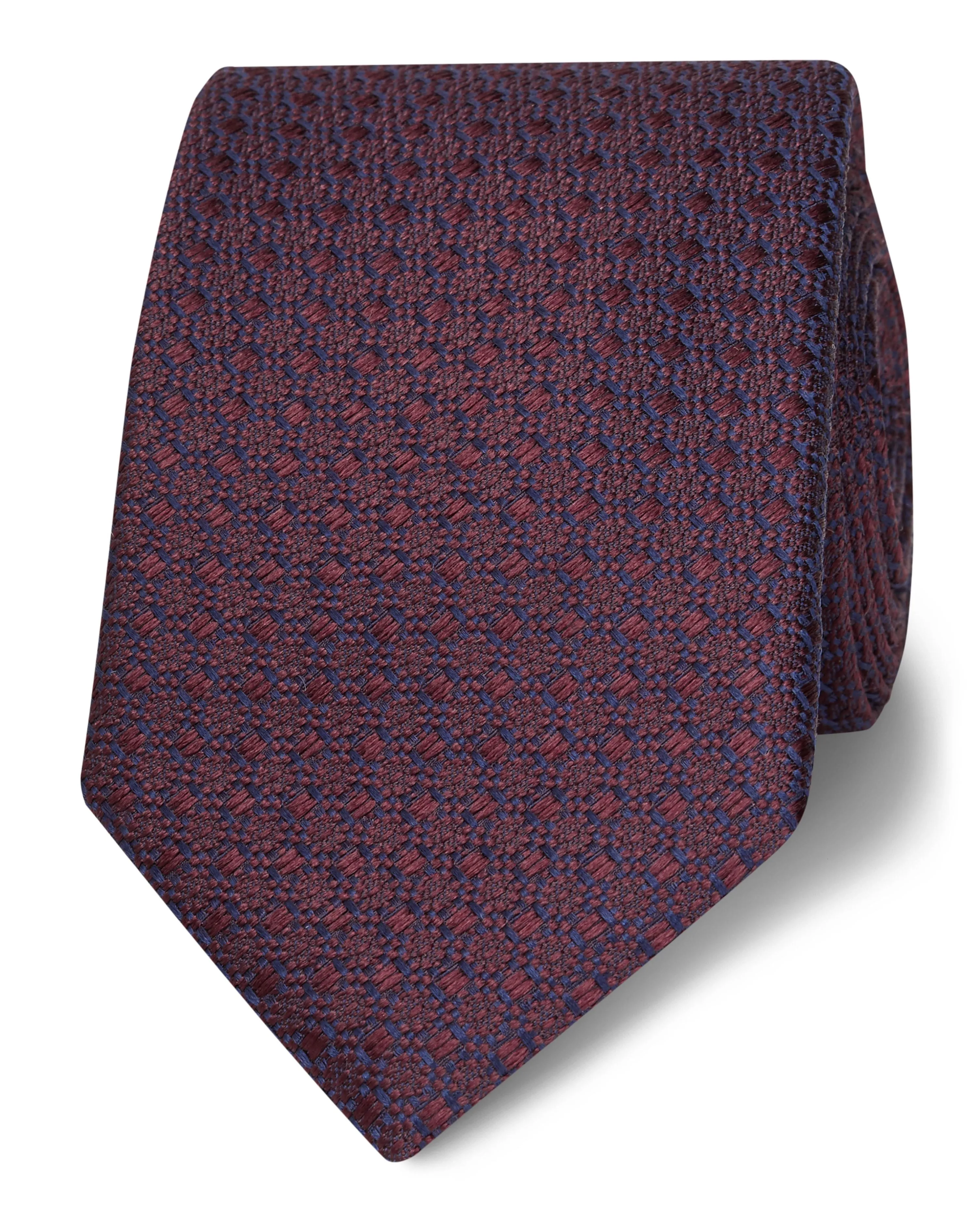 Burgundy Geometric Jacquard Silk Slim Tie