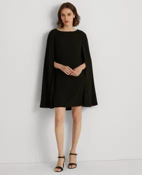 Cape Georgette Cocktail Dress In Black