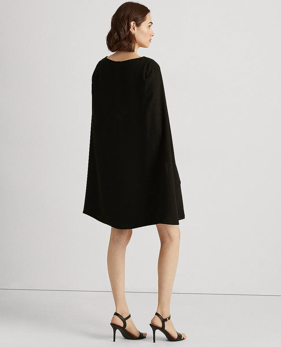 Cape Georgette Cocktail Dress In Black