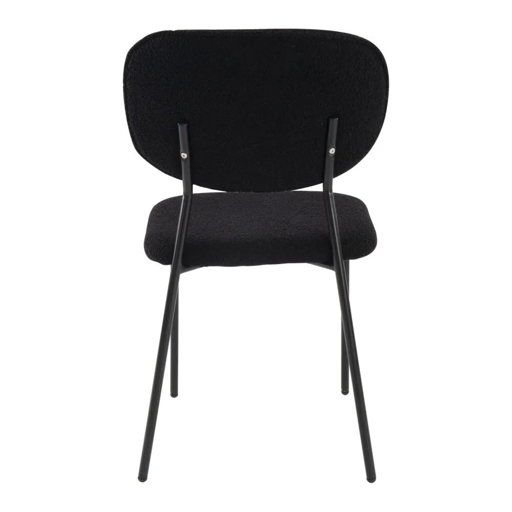 Charcoal Teddy Fabric Armless Dining Chairs Set of 2