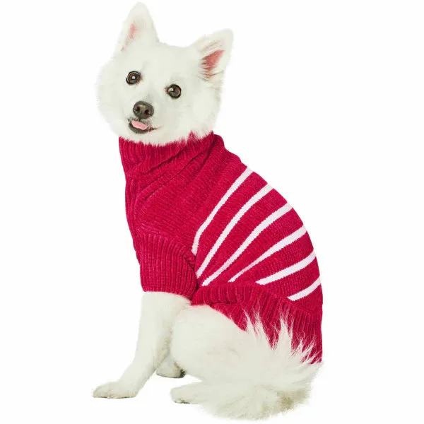 Chenille Classy Striped Sweater in Hot Pink