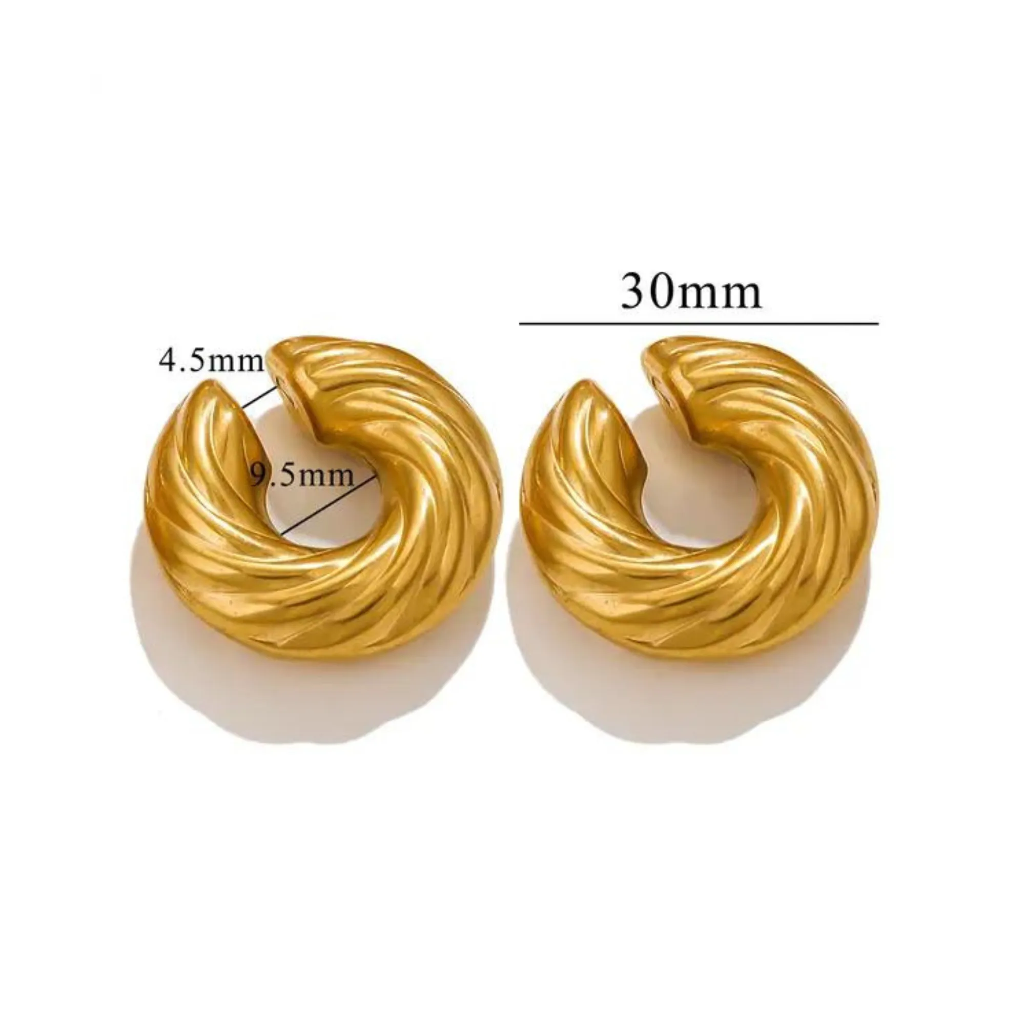 Chunky Swirl 18k Gold Ear Cuff Set