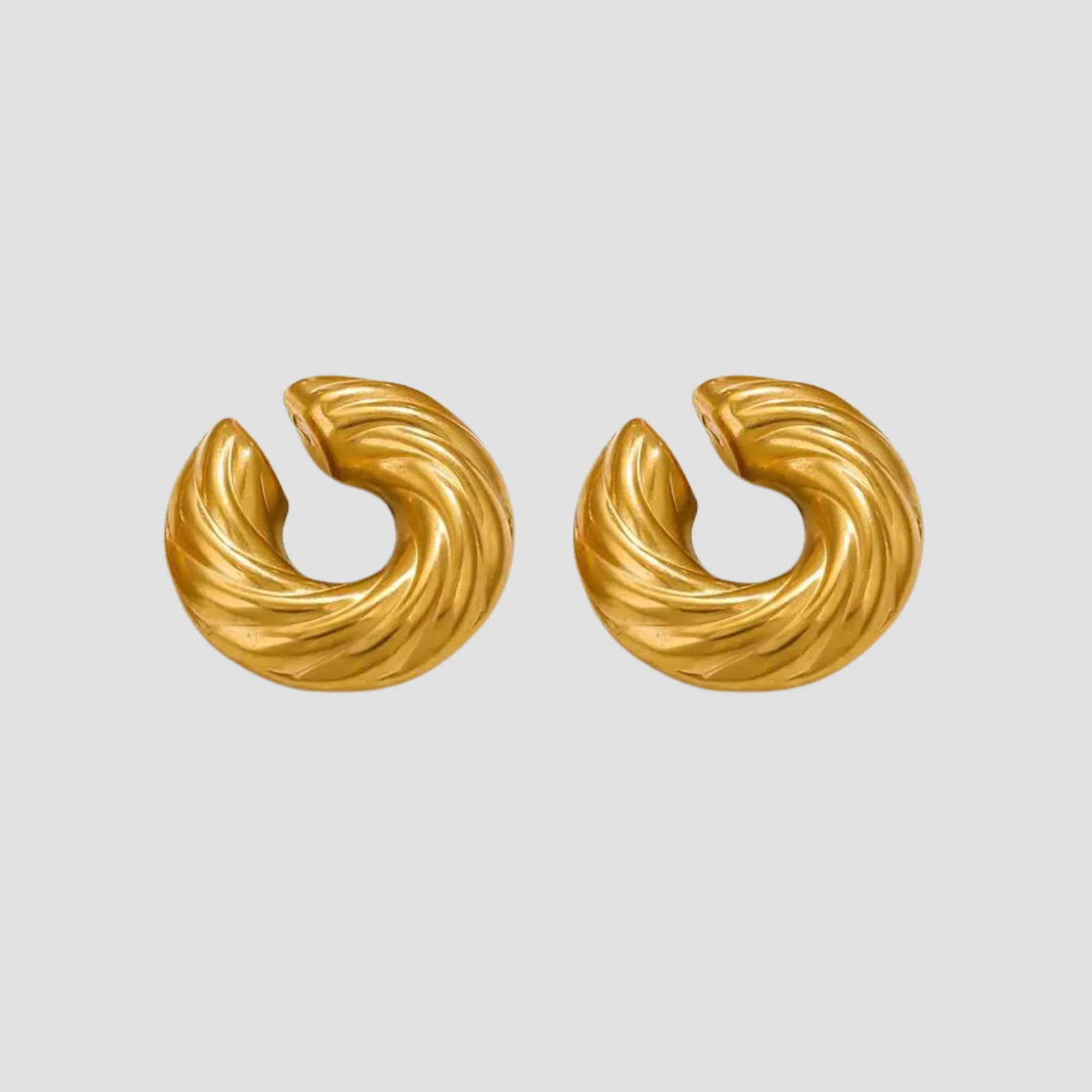 Chunky Swirl 18k Gold Ear Cuff Set