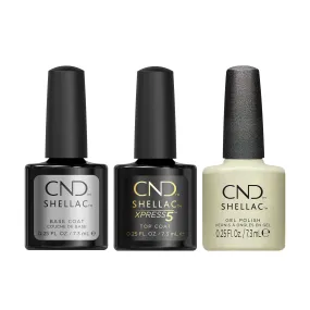 CND - Shellac Xpress5 Combo - Base, Top & Rags To Stitches (0.25 oz)