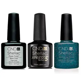 CND - Shellac Xpress5 Combo - Base, Top & Shimmering Shores (0.25 oz)