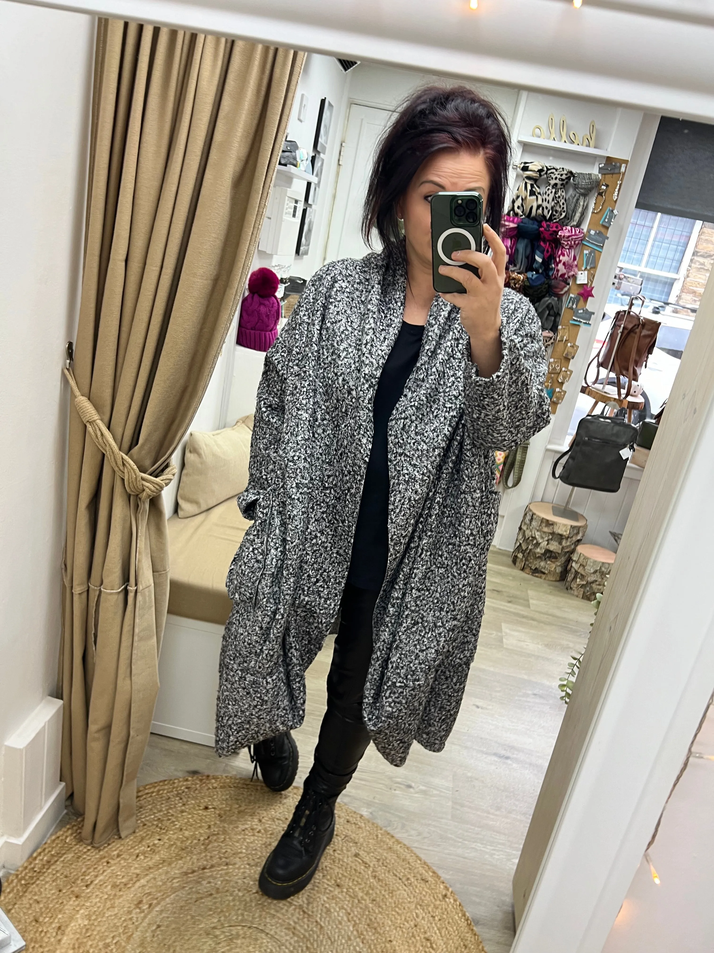 Cocoon Boucle Coat - Grey