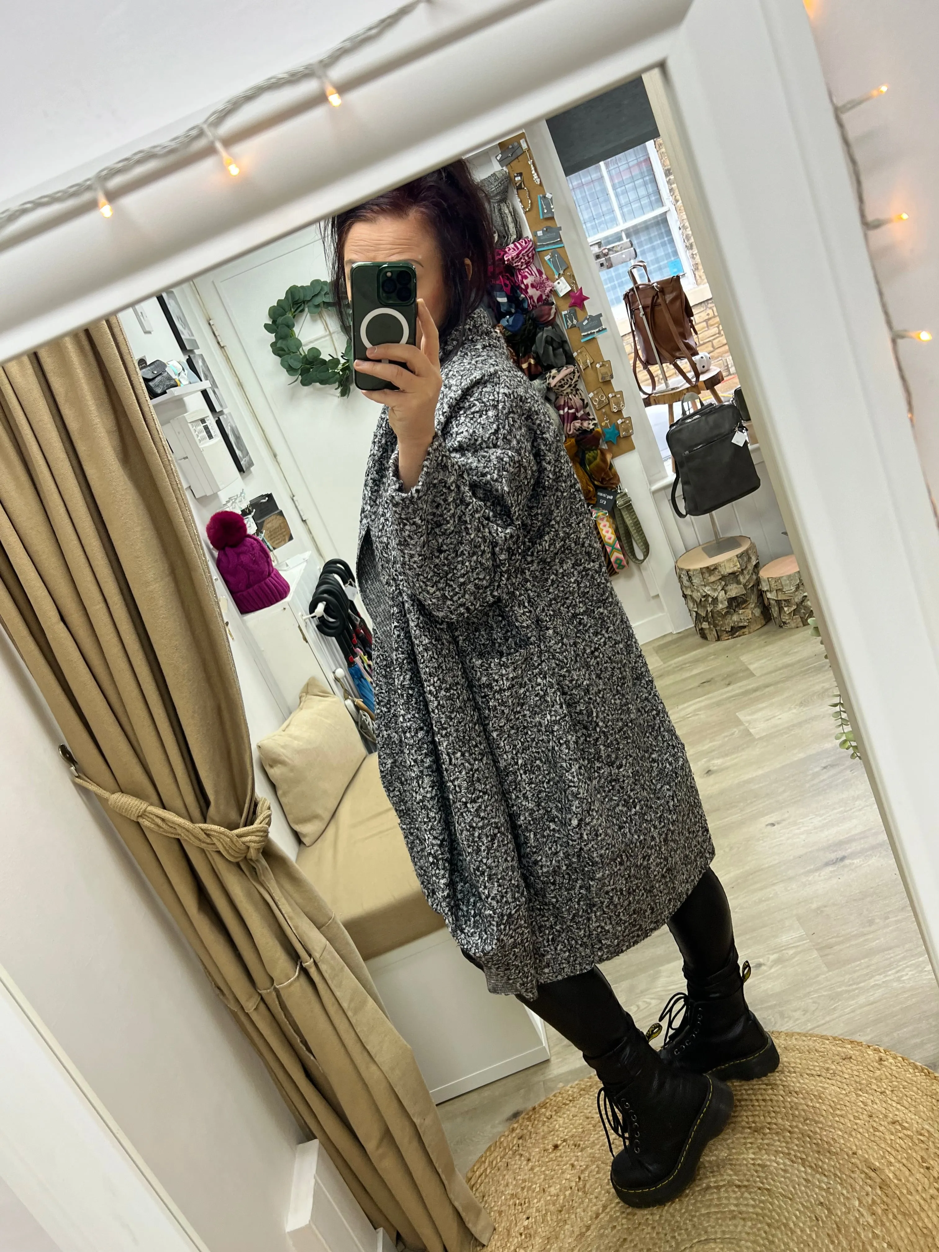 Cocoon Boucle Coat - Grey