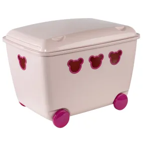 Container for toys on wheels 55L BranQ Teddy - pink colour