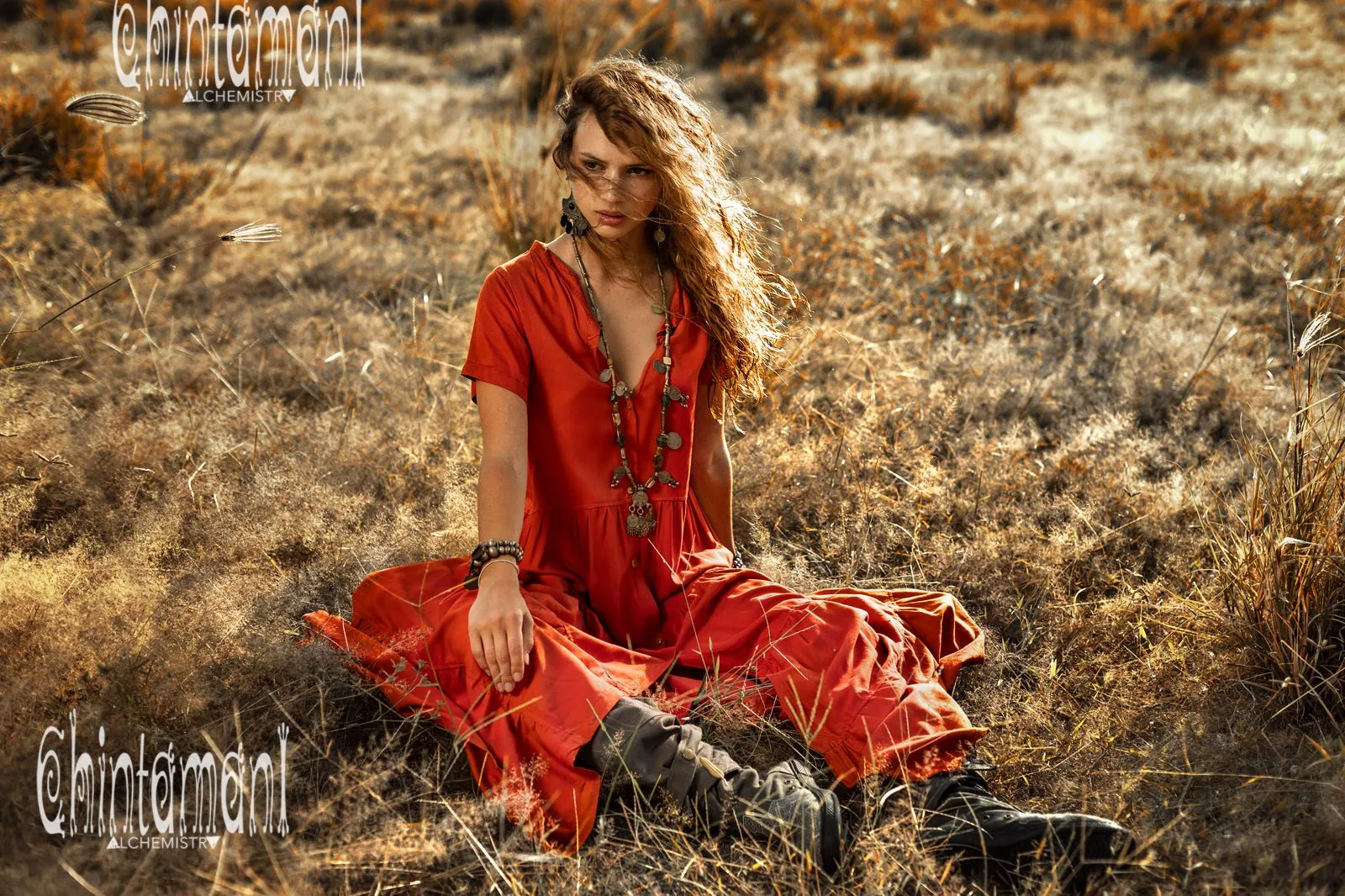 Cotton Maxi Shirt Dress / Red Ochre