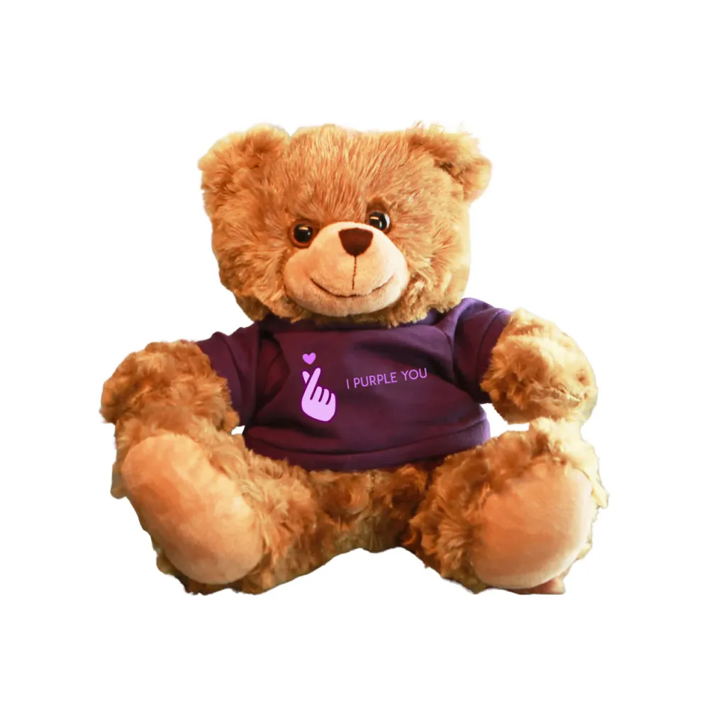 Cream Bear with Purple Shirt