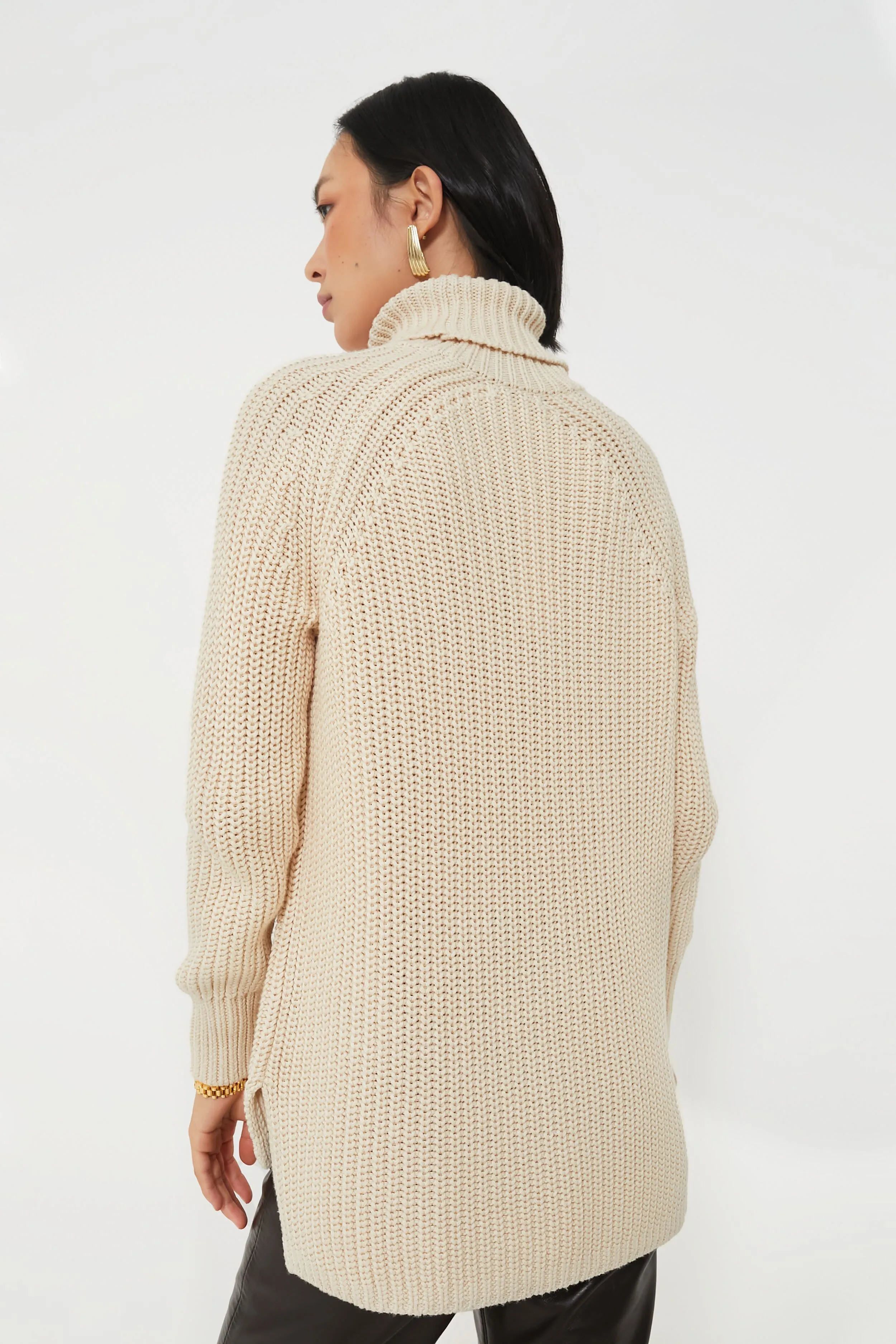 Cream Shaker Turtleneck Sweater