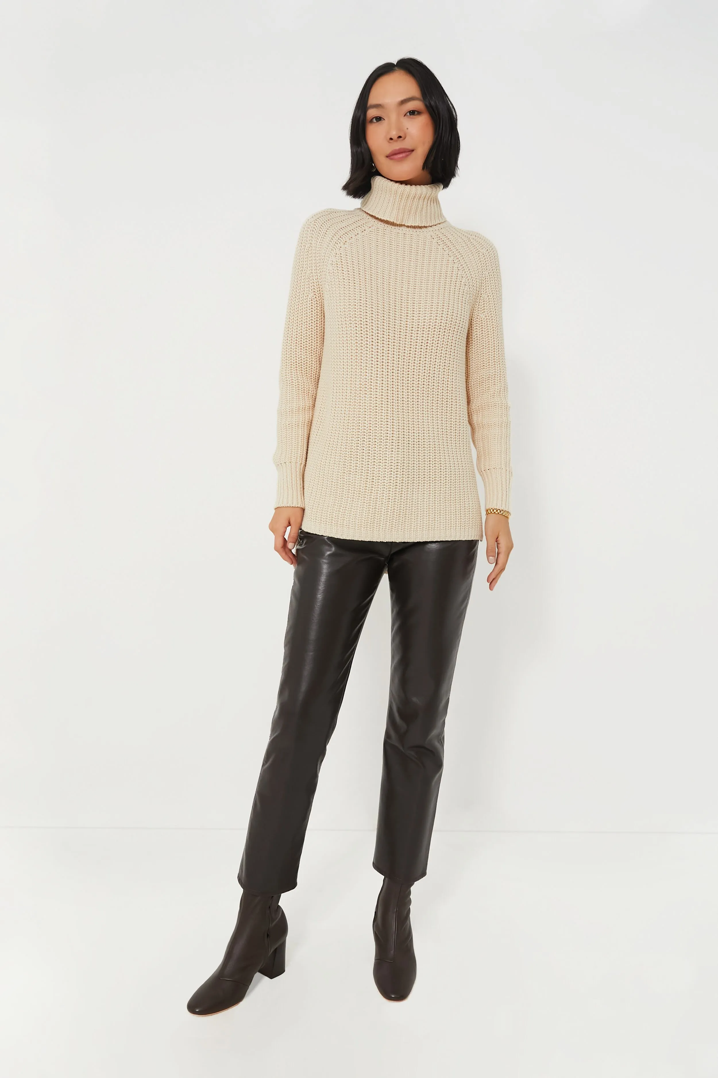 Cream Shaker Turtleneck Sweater