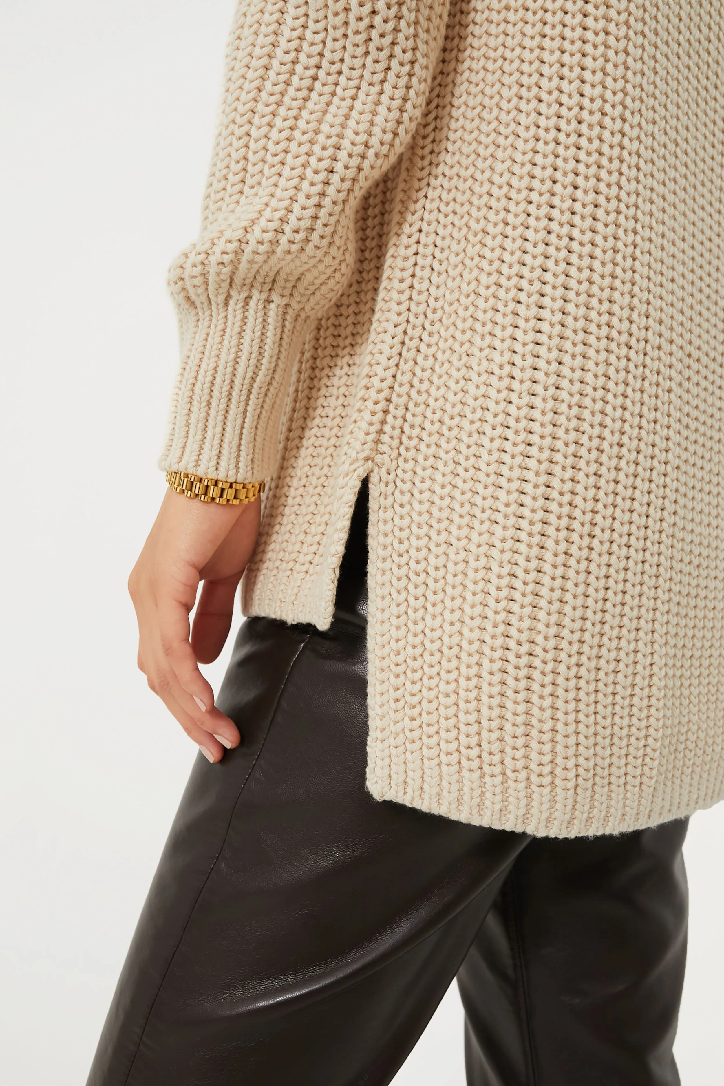 Cream Shaker Turtleneck Sweater