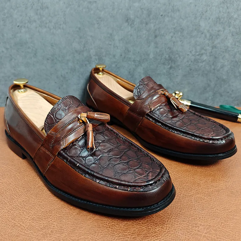 CrocLeather Classic Slip-on Tassel Loafers