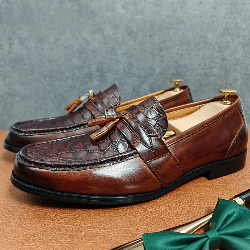 CrocLeather Classic Slip-on Tassel Loafers