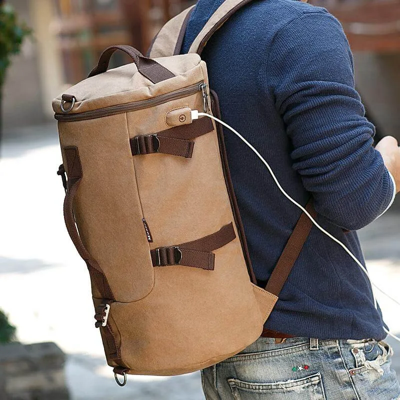 Cylinder package Multifunctional Male Fashion Backpack