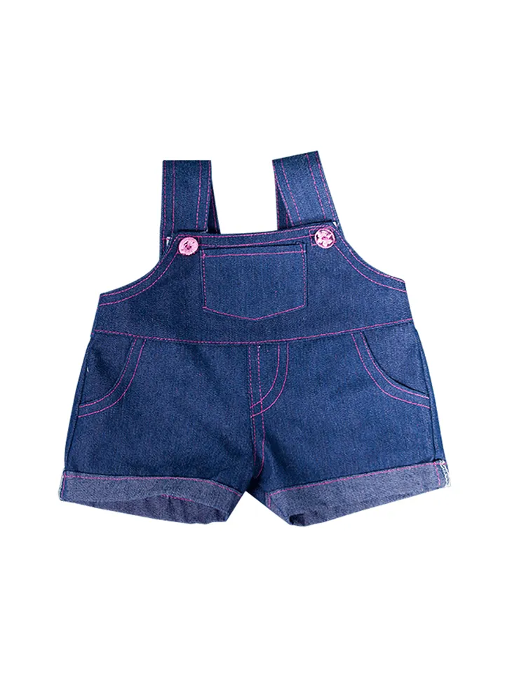 Denim Overalls W/ Pink Stitching