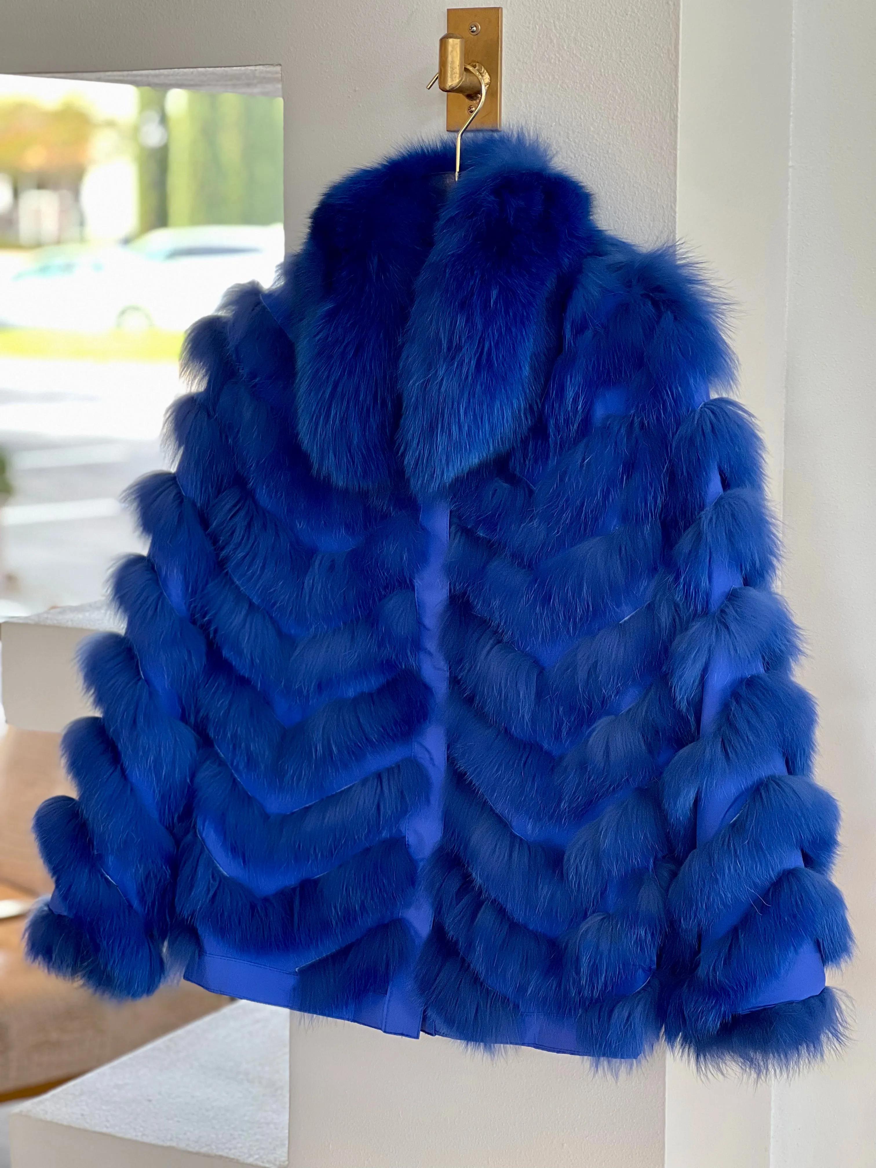 Di3340 Reversible Fur Jacket - Azure