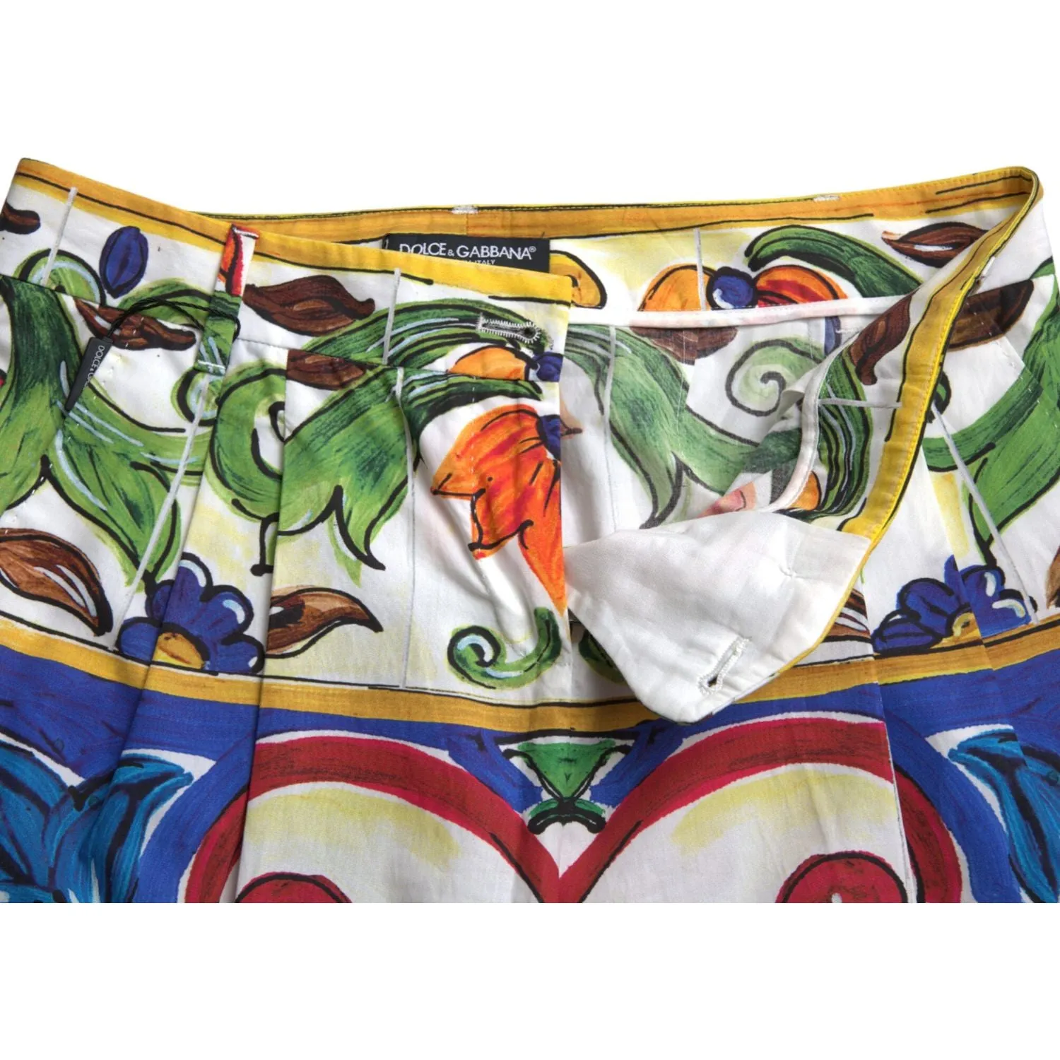 Dolce & Gabbana Majolica Print Tapered Cotton Pants