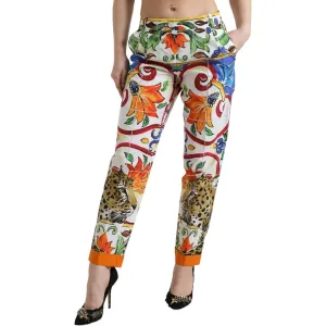 Dolce & Gabbana Majolica Print Tapered Cotton Pants