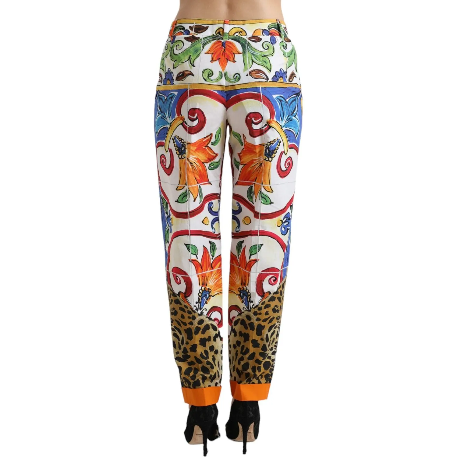 Dolce & Gabbana Majolica Print Tapered Cotton Pants